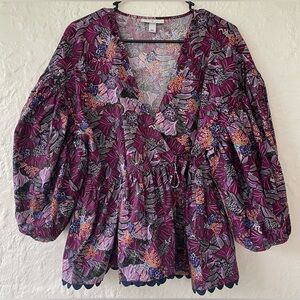 Kika Vargas For Target Wrap Top Size XL Coral Reef Scalloped Edge Purple